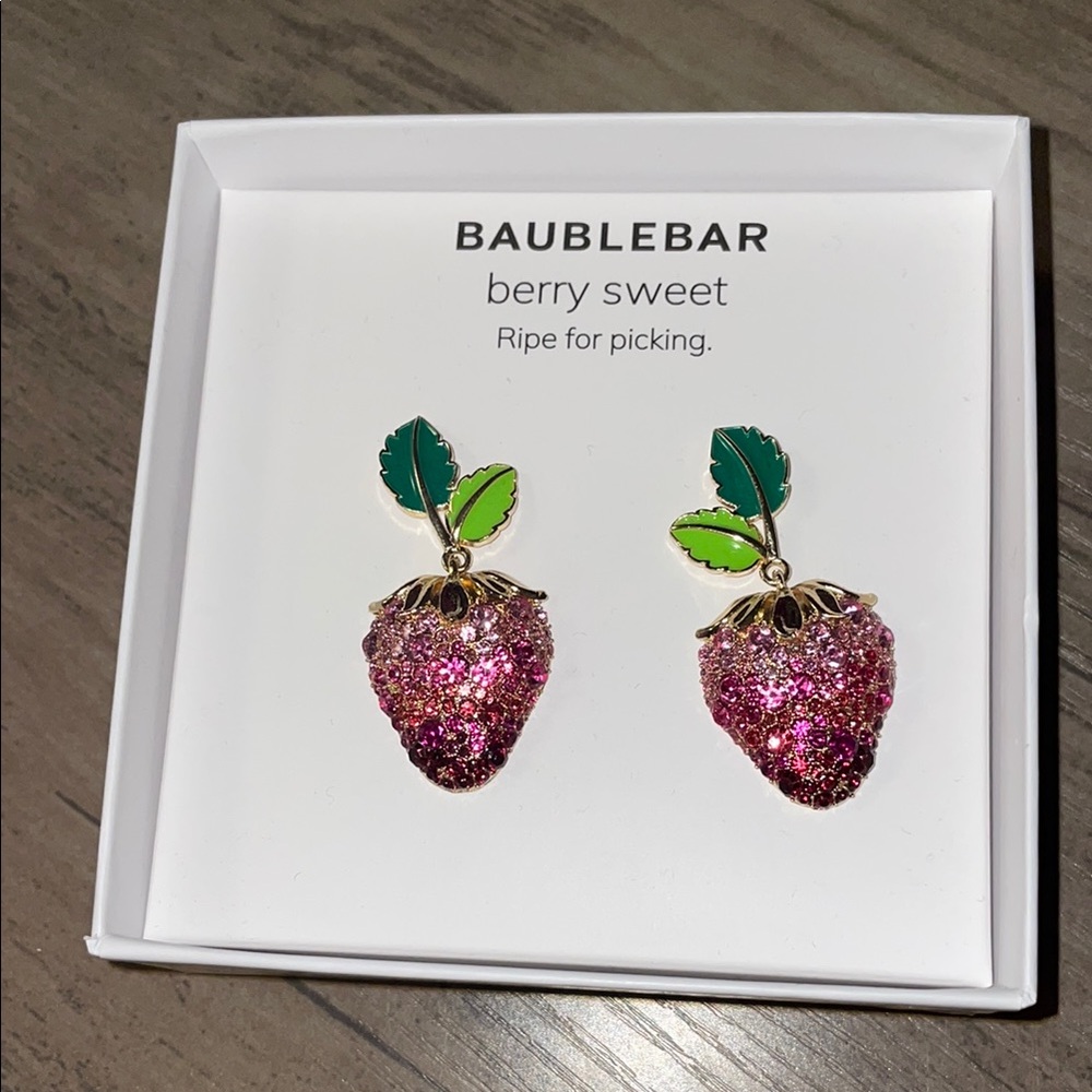 BaubleBar Studded Dangle Pink Strawberry Earrings